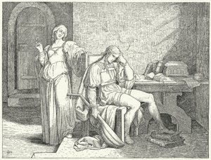 Enzio af Sardinien, uægte søn af den hellige romerske kejser Frederik II, i fangenskab af Guelph Lombards af Josef Mathias (after) Trenkwald