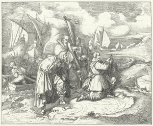 Gustavus Adolphus fra Sverige lander i Tyskland for at gå ind i Trediveårskrigen af Josef Mathias (after) Trenkwald