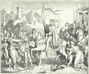 Den hellige romerske kejser Frederik II indtog Jerusalem, sjette korstog af Josef Mathias (after) Trenkwald