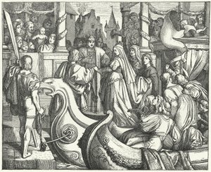 Den hellige romerske kejser Frederik II byder sin brud, Isabella af England, velkommen af Josef Mathias (after) Trenkwald