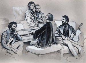 Tegning efter litografi af Josef Kriehuber (1800-1876) af Josef Nikolaus Kriehuber