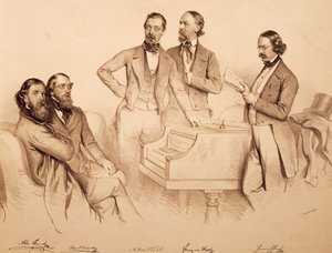 Gruppeportræt af wienermusikere og komponist: Franz von Suppe