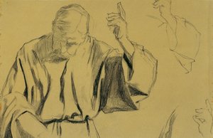 Draperistudie til maleriet "Christi Ascension" af Josef Wawra