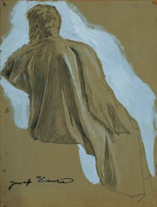 Siddende mand (draperistudie) af Josef Wawra