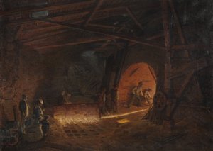 Acierie - Jernværk, af Wallander, Josef Wilhelm (1821-1888). Olie på lærred