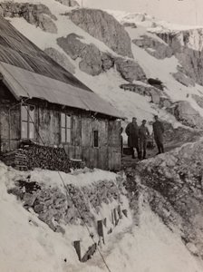 Album "Min verdenskrig - minder om den sydvestlige front i Kärnten, Italien, Trentino-Alto Adige) 31/03/1915-12/11/ 1918 - Josef Zohles Vienna ": militær barak (s/h foto) af Josef Zohles