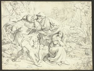 Genovevas mordere forbarmer sig af Josef von Führich