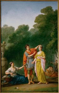 En elsker, der kroner sin elskede med en blomsterkrans ... af Joseph-Marie the Elder Vien
