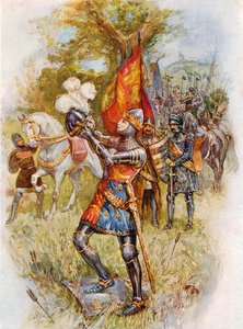 Edward, den sorte prins, i slaget ved Crecy (farvelitografi)