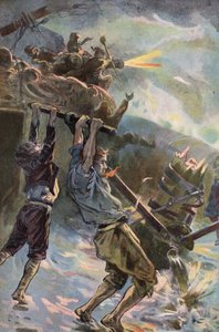 Robinson Crusoe: Jeg arbejder ved pumpen (farve litho) af Joseph (after) Finnemore