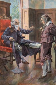 Robinson Crusoe: Min far giver mig fremragende råd (farve litho) af Joseph (after) Finnemore