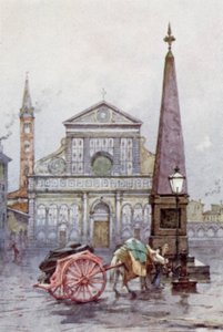 Kirken S Maria Novella, Firenze (farve litho) af Joseph (after) Finnemore