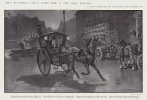 Sådan ser Piccadilly Circus ud tidligt om morgenen (litho) af Joseph (after) Finnemore