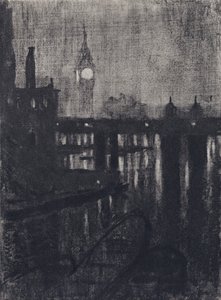 Klokketårn, nat (litho)