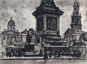 Løver, Trafalgar Square (litho)