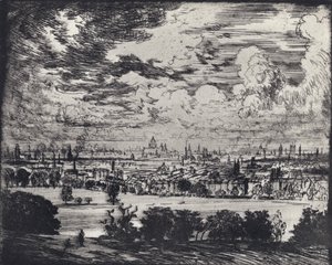 London, over Hampstead (litho) af Joseph (after) Pennell