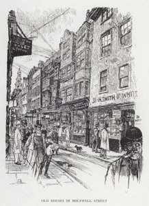 Gamle huse i Holywell Street (litho) af Joseph (after) Pennell