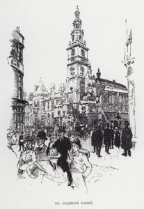 St Clement Danes (litho) af Joseph (after) Pennell