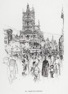 St Mary-le-Strand (litho) af Joseph (after) Pennell