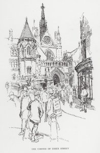 Hjørnet af Essex Street (litho) af Joseph (after) Pennell