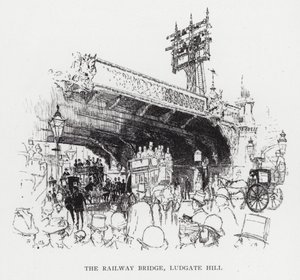Jernbanebroen, Ludgate Hill (litho) af Joseph (after) Pennell