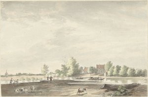 Færgehuset på Lek nær Schoonhoven af Joseph Adolf Schmetterling