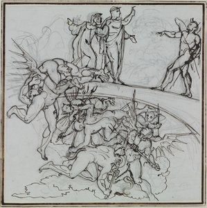 Ved bestikkernes begsø, rådmanden fra Lucca (Dantes Inferno, Canto 21, V 34) af Joseph Anton Koch