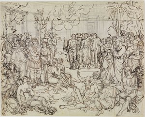 Dante og Vergil blandt hedningerne i Limbo (Dantes Inferno, sang 4, v. 52) af Joseph Anton Koch