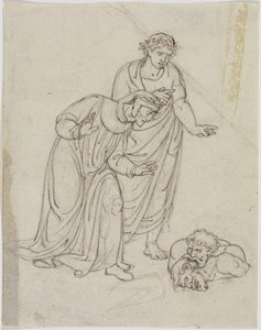 Fædrelandsforræderne i isen, grev Ugolino og ærkebiskop Ruggieri, som sønderriver hinanden (Dante, Inferno, canto 33, V 109) af Joseph Anton Koch