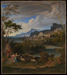 Heroisk landskab med regnbue af Joseph Anton Koch