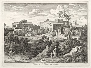 Udsigt over San Vitale, Rom, ca. 1810. af Joseph Anton Koch
