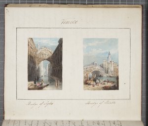 Venedig, indsat i Thomas Moodys Journal af en tur gennem Schweiz og Italien, 1822 (wc på papir) af Joseph Axe Sleap