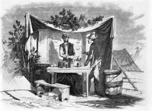 Camp Scenes - an Army Drug Store - Hospital Steward, fra en skitse af vores specielle kunstner, Joseph Becker, pub. 1864 af Joseph Becker
