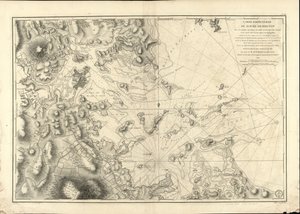 Et særligt kort over havnen i Boston, der viser sonderne, sandbankerne, klipperne, amaien og andre retninger, der er nyttige til navigation. af Joseph Bernard; Des Barres Chabert