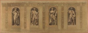 Skitse til Saint-Paul-Saint-Louis-kirken: Robert le Pieux. Clovis. Saint Louis. Charlemagne, mellem 1873 og 1875 (olie på lærred) af Joseph Blanc