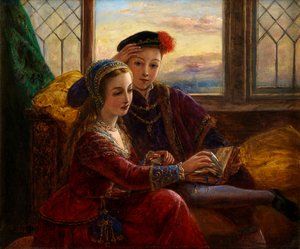 Edward VI og Lady Jane Gray (olie om bord) af Joseph Bouvier