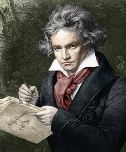 Ludwig van Beethoven (1770-1827), composing la Missa solemnis, after Karl Joseph Stieler (1781-1858) af Joseph Carl (after) Stieler
