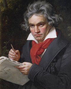 Portræt af Ludwig van Beethoven (1770-1827), tysk komponist og pianist, der komponerer Missa Solemnis af Joseph Carl Stieler