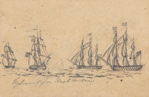Bestemt (?) til Vestindien: Fire slagskibe af Joseph Cartwright