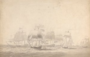 Adskillige Skibe i Formation til Kamp i Svær Søe af Joseph Cartwright