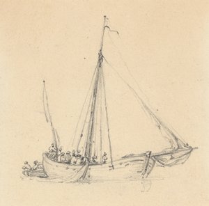 Single Ketch, Bow Forward; Robåd bagved af Joseph Cartwright