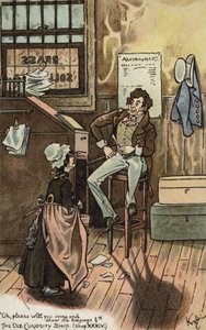 Scene fra The Old Curiosity Shop, af Charles Dickens (farvelitografi) af Joseph Clayton (1856 1937) (after) Clarke