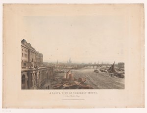 Udsigt over Somerset House og Themsen fra syd En sydlig udsigt over Somerset House, fra Waterloo Bridge (titel på objekt)