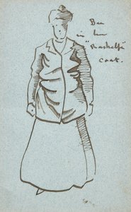 Tante Bee i sin Rashelfe-frakke (pen og blæk) af Joseph Crawhall