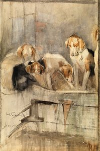 Foxhounds - Jingling Gate af Joseph Crawhall