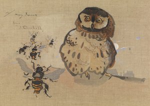 Pöllö ja mehiläiset (guassi pellavalle) af Joseph Crawhall