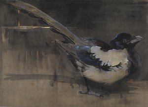 Magpie (gouache på linned)