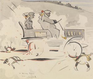The Road Hog (vask på papir) af Joseph Crawhall