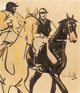 To Gentleman Riders (gouache ombord) af Joseph Crawhall