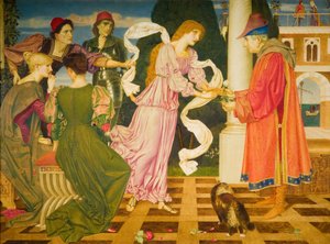 Skønhed modtager den hvide rose fra sin far, 1899. af Joseph Edward Southall